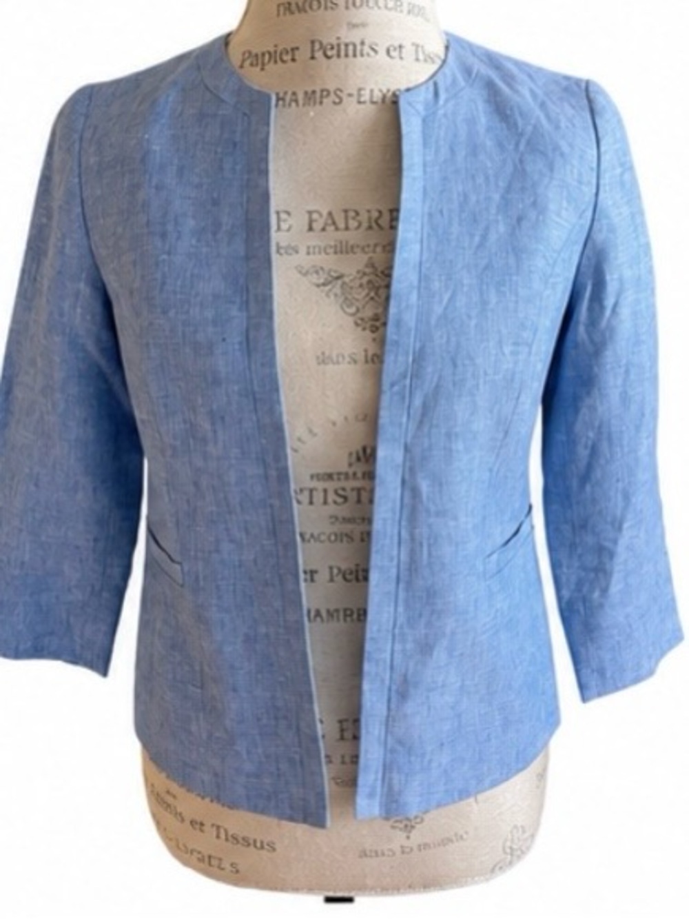 Talbots 100% Linen Open Front Jacket Size 2P
